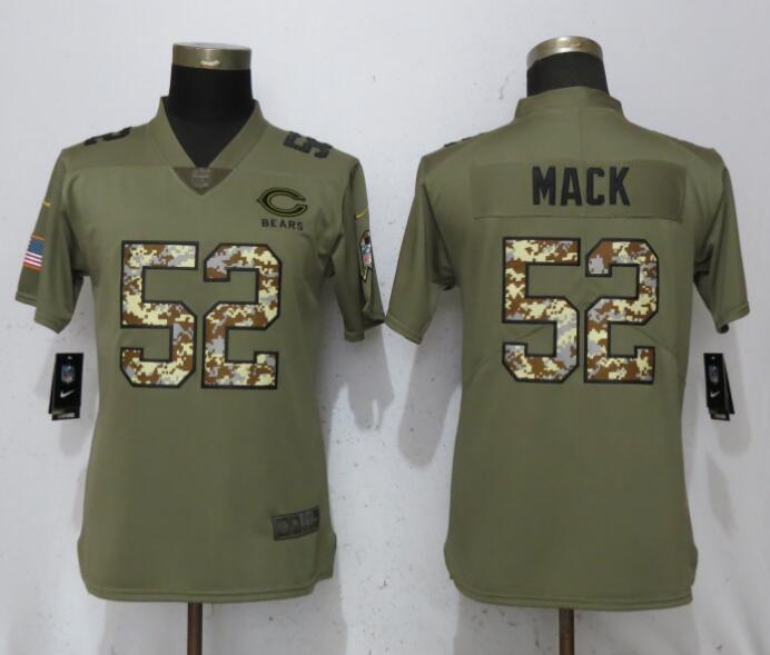 2018 Women New Nike Chicago Bears #52 Mack OliveCamo Carson Salute to Service Elite Player
